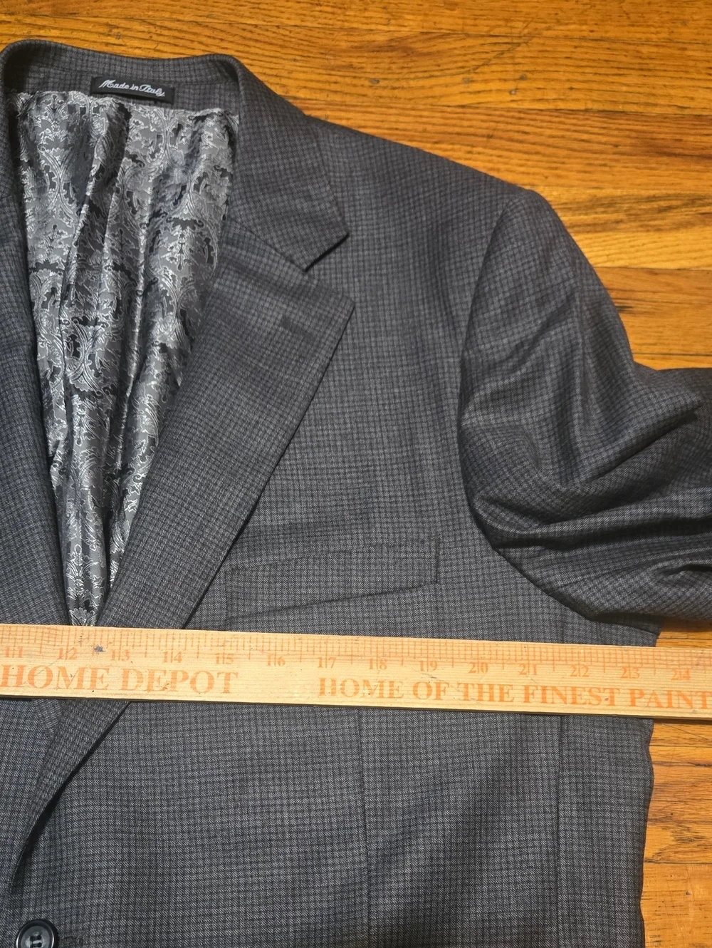 Sartoria Tosi Italy Men's Blazer Charcoal Grey Micro Check Wool Silk Blend 46L